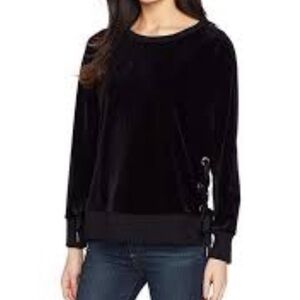 N:PHILANTHROPY Felix Velvet Crewneck Sweatshirt with Side Ties, Black, Size XS